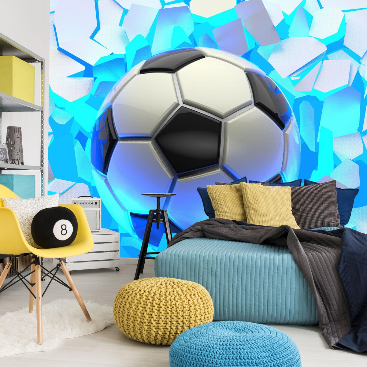 FOTOTAPETE Fußball Abstraktion 3D Effekt 300x210 - Schwarz/Weiß, Papier (300/210cm) - Muralo