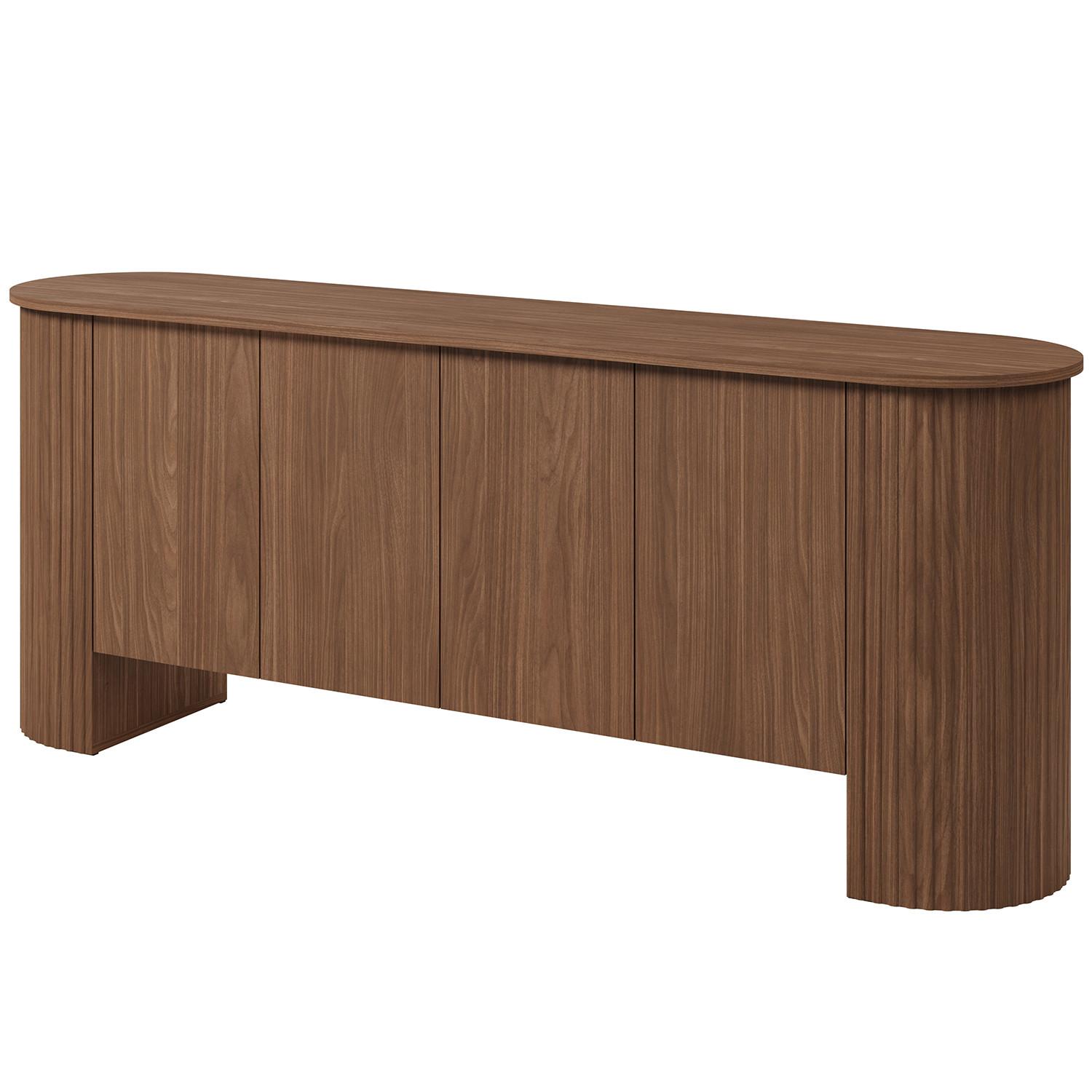 KOMMODE Carlo mit 1 Tür und 3 Schubladen, Push-To-Open, 200 cm, Walnuss - Walnussfarben, Holzwerkstoff (200/80/45cm) - Beautysofa