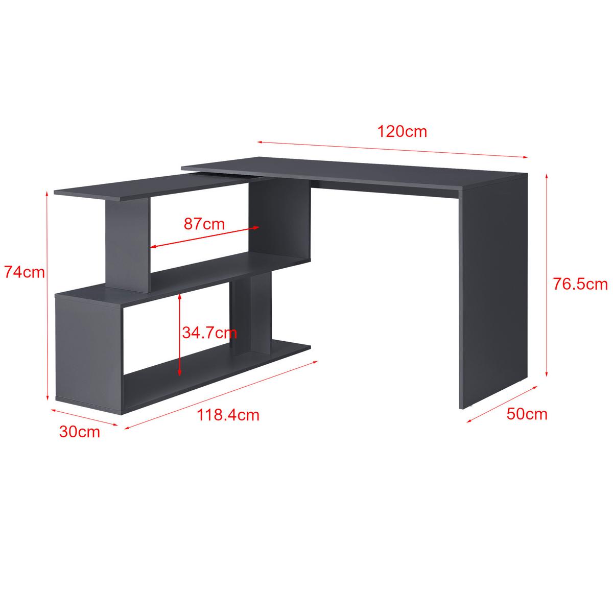 SCHREIBTISCH Arendal - Dunkelgrau, Holzwerkstoff (50/120/76.5cm) - [en.casa]