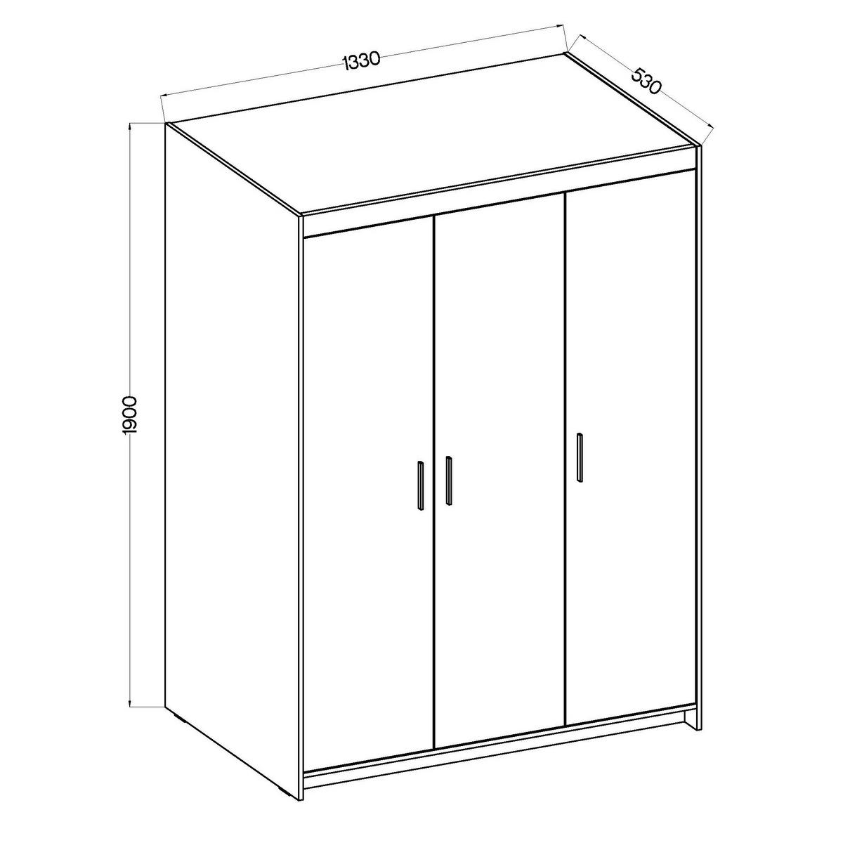 DREHTÜRENSCHRANK ELENORA 133/190,5/53cm 3-türig Braun - Braun, Holzwerkstoff (133/190.5/53cm) - MASSENO
