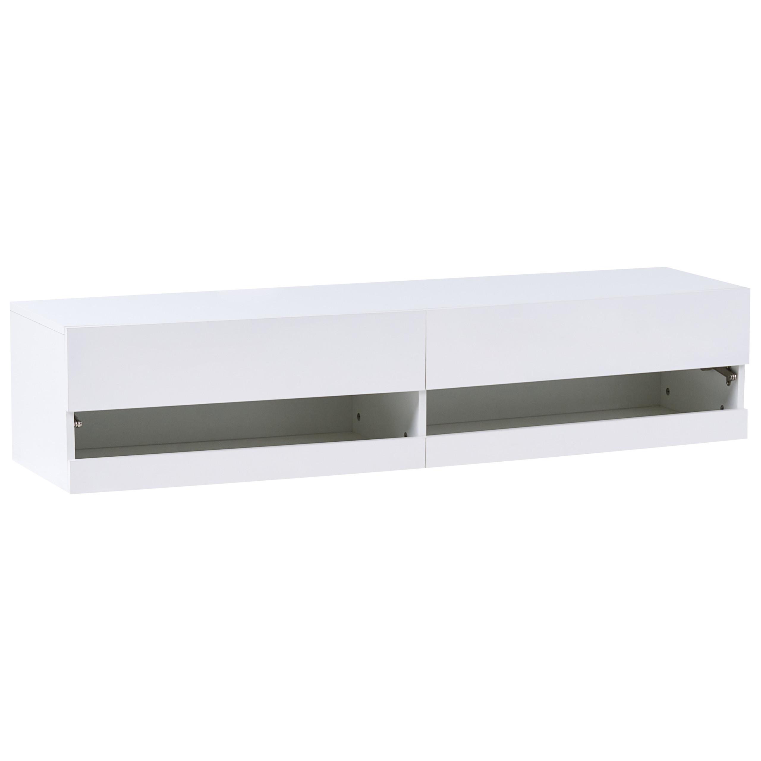 TV-MÖBEL mit LED-Beleuchtung Weiß Edmonton - Weiß, Holzwerkstoff (140/30/35cm) - Beliani