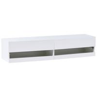 TV-MÖBEL mit LED-Beleuchtung Weiß Edmonton - Weiß, Holzwerkstoff (140/30/35cm) - Beliani