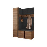 GARDEROBEN-SET Orion IX - Anthrazit/Nussbaumfarben, Holzwerkstoff/Kunststoff (124/186/46cm) - MIRJAN24
