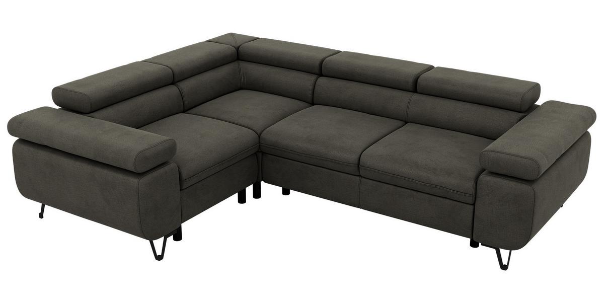 ECKSOFA ORSO L Anthrazit Velvet - Links Seite - Anthrazit/Schwarz, Textil/Metall (197/268cm) - MKS