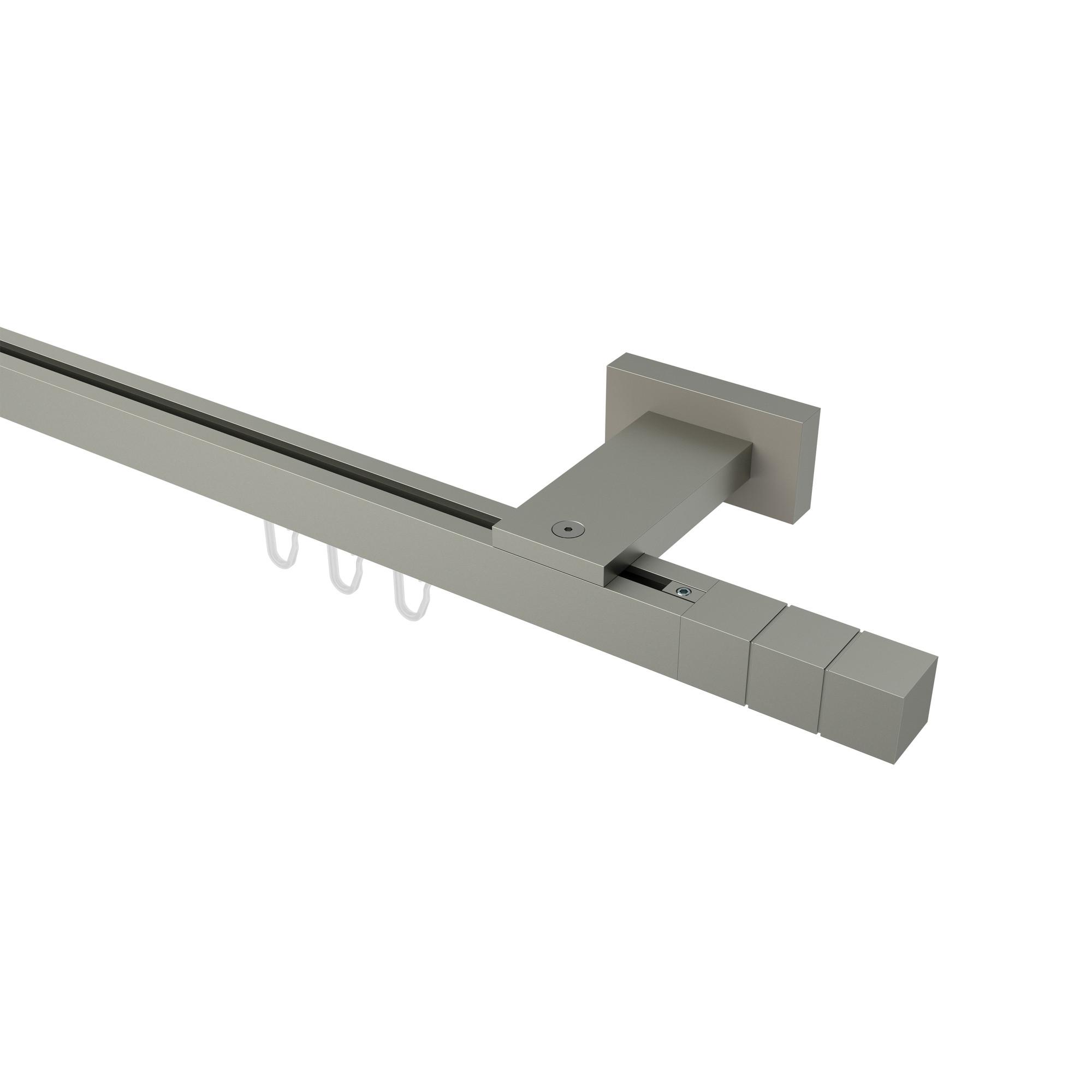 GARDINENSTANGE INNENLAUF Quadline Cubes 160 cm, 1-läufig, 20x20 mm Satin-Silber - Silberfarben, Metall (160cm) - INTERDECO