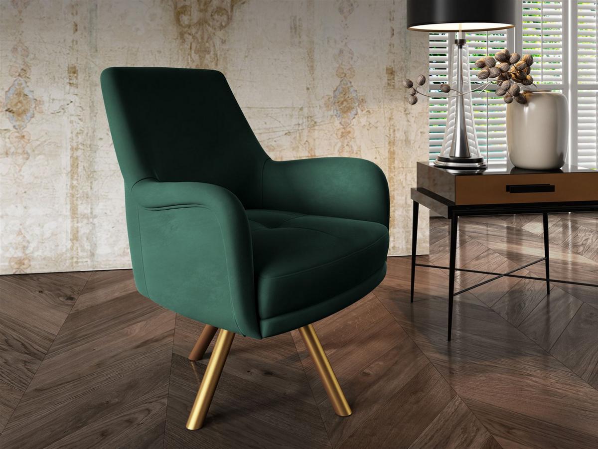 SOFASET Valerie 3-2 Und Drehsessel - Grün, Holzwerkstoff/Textil (228/79/90cm) - Fun Möbel