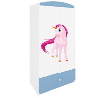KINDERKLEIDERSCHRANK Einhorn - Blau, Holzwerkstoff (90/175/52cm) - RAUMHIRSCH FURNITURE