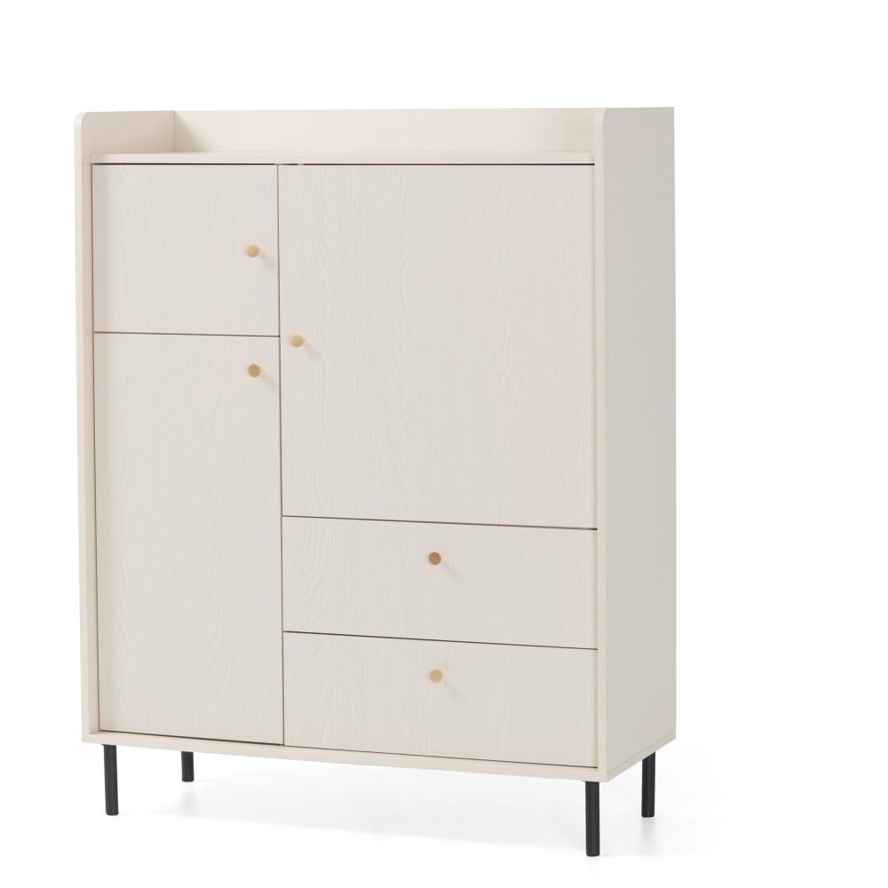 KOMMODE Gloria mit 2 Schubalden und 3 Türen - Beige/Schwarz, Holzwerkstoff/Metall (103/133/42cm) - Beautysofa