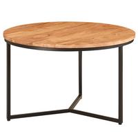 COUCHTISCH aus Akazienholz mit robustem Eisengestell und integriertem Stauraum - Beige/Schwarz, Holz/Metall (60/60/38cm) - KADIMA DESIGN