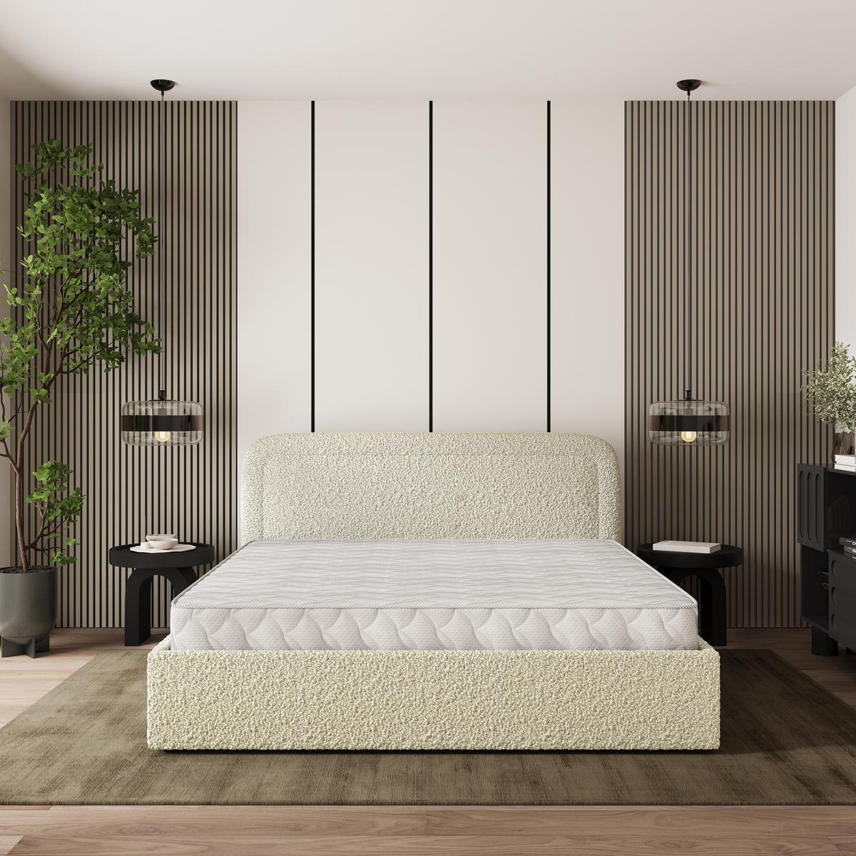 POLSTERBETT BENIRA Q 120x200 cm mit Bettkästen - Creme - Creme, Holz/Textil - MASSENO