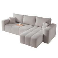 ECKSOFA Leros Mit Schlaffunktion - Hellgrau, Holzwerkstoff/Textil (145/248cm) - Fun Möbel