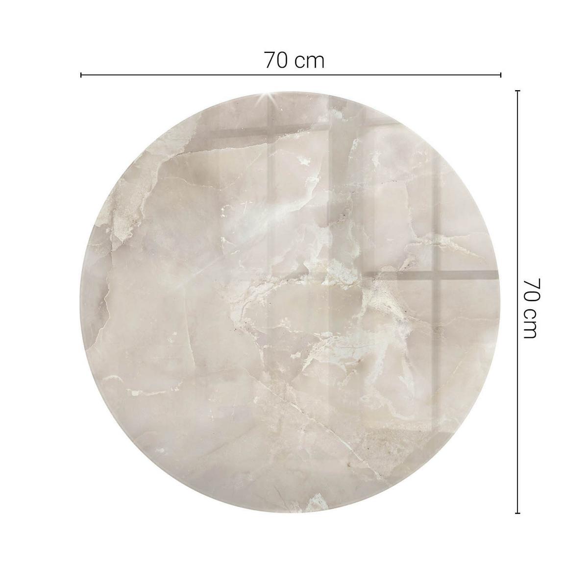 TISCHPLATTE fi70 cm Marmorstrukturmuster - Creme, Glas (70/70/0.4cm) - TULUP