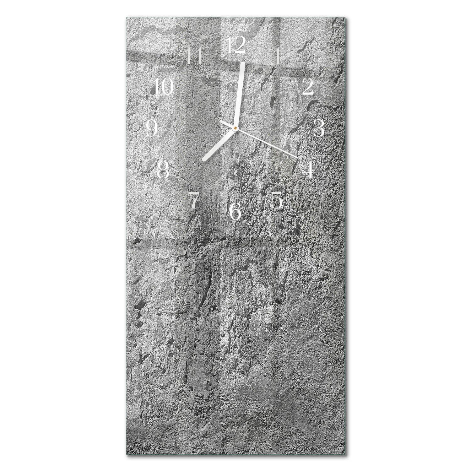 WANDUHR aus Glas 30x60 cm - Betonwand - Grau, Glas (30/60/0.4cm) - TULUP