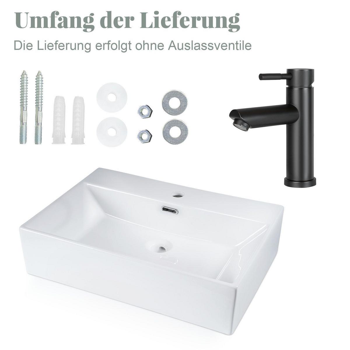 WASCHBECKEN Bayreuth II 51/42/15cm - Weiß, Keramik (42/15/51cm) - Nettlife