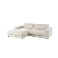 ECKSOFA MADELINE Hellgrau Cord - Hellgrau/Schwarz, Kunststoff/Textil (270/190cm) - KAWOLA