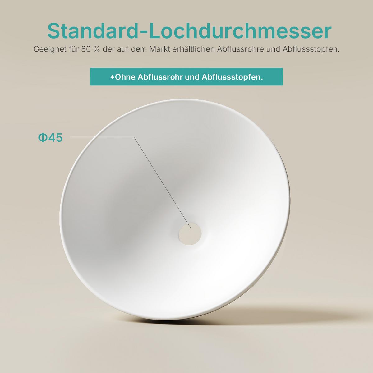 WASCHBECKEN Aufsatz Keramik Weiß Matt Ø41,5 / 15,5 cm - Weiß, Keramik (41/15/41cm) - EMKE