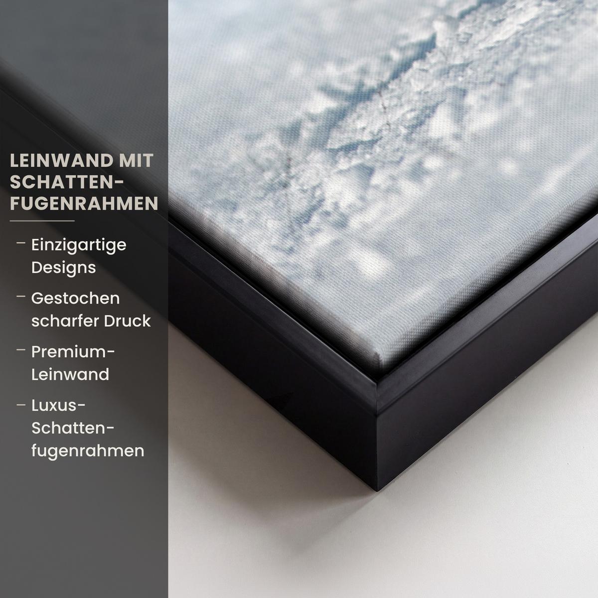 LEINWAND Bilder mit Rahmen - Pferde - Winter - Tiere - Natur - Schnee - 60x40 - Anthrazit, Textil (60/40cm) - MuchoWow