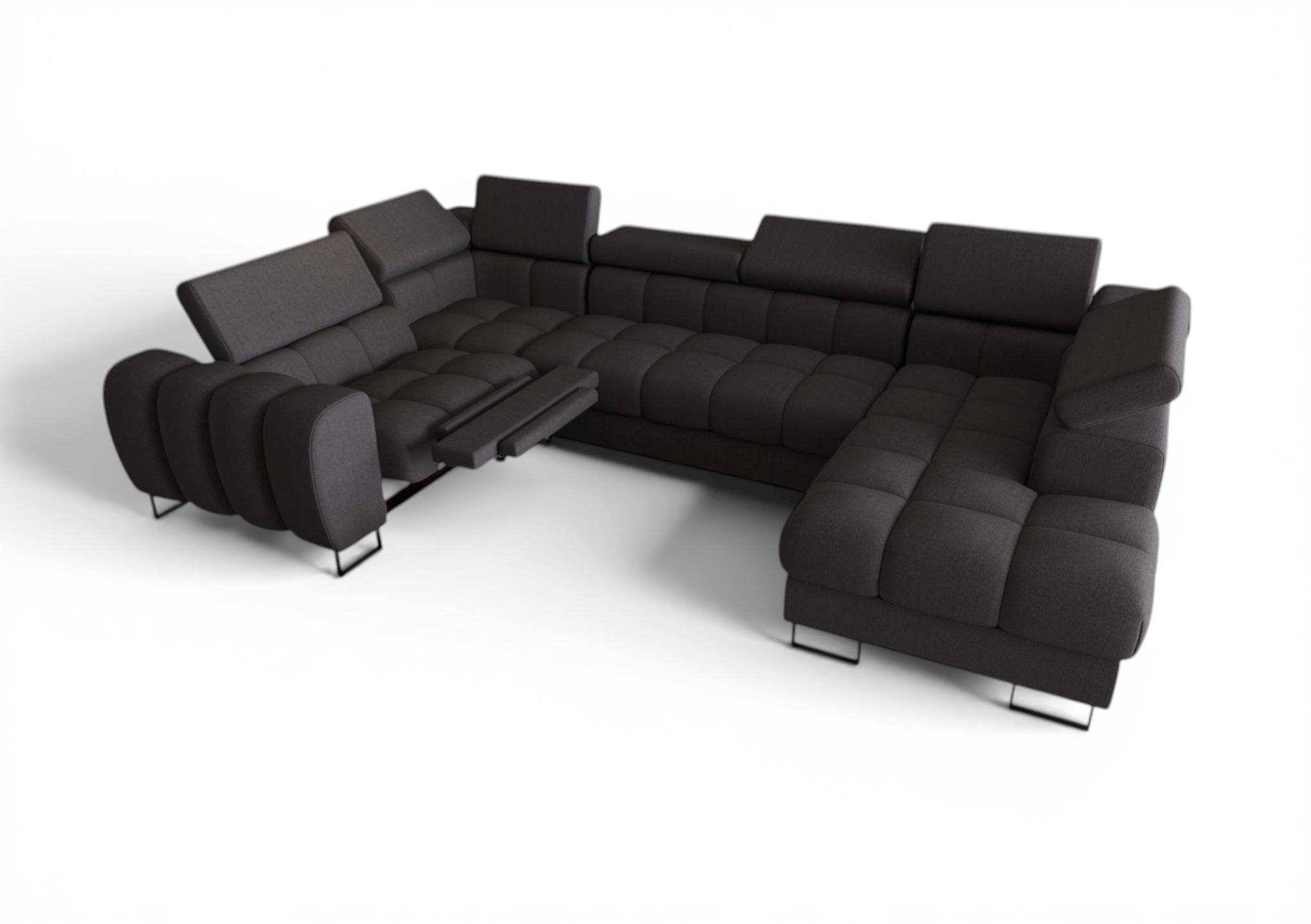 WOHNLANDSCHAFT Bastien Relax - Dunkelgrau, Holzwerkstoff/Textil (350/95/198cm) - Fun Möbel