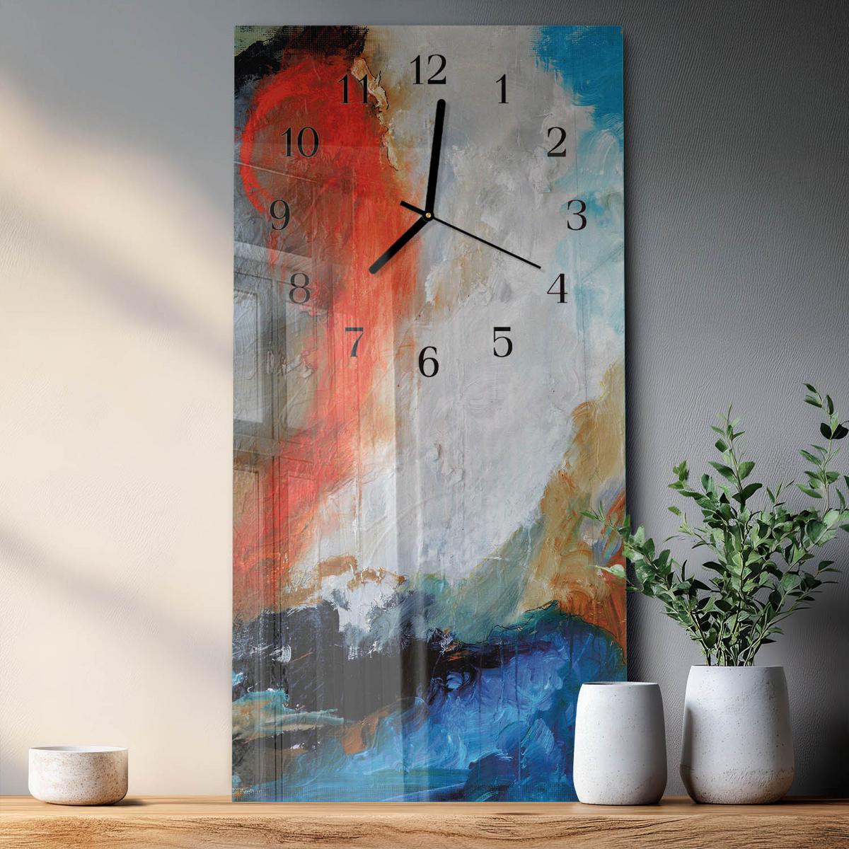 WANDUHR aus Glas 30x60 cm - Chaos - Multicolor, Glas (30/60/0.4cm) - TULUP