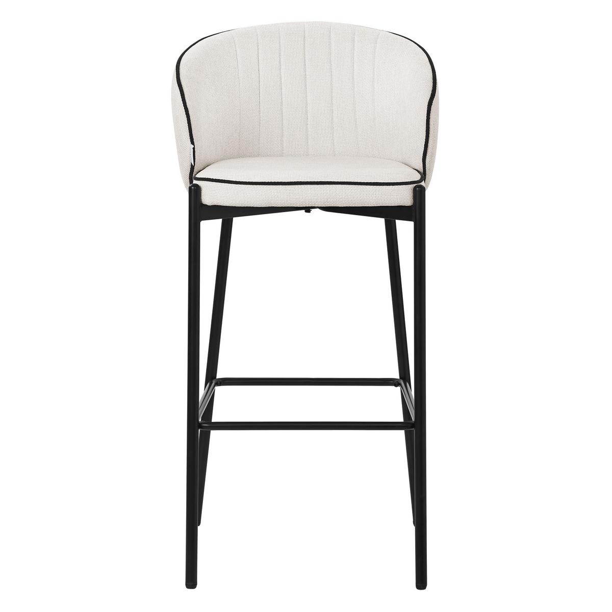 BARHOCKER 2er Set Beige mit Stoffbezug - Beige/Schwarz, Textil/Metall (50/101/54cm) - ML-DESIGN