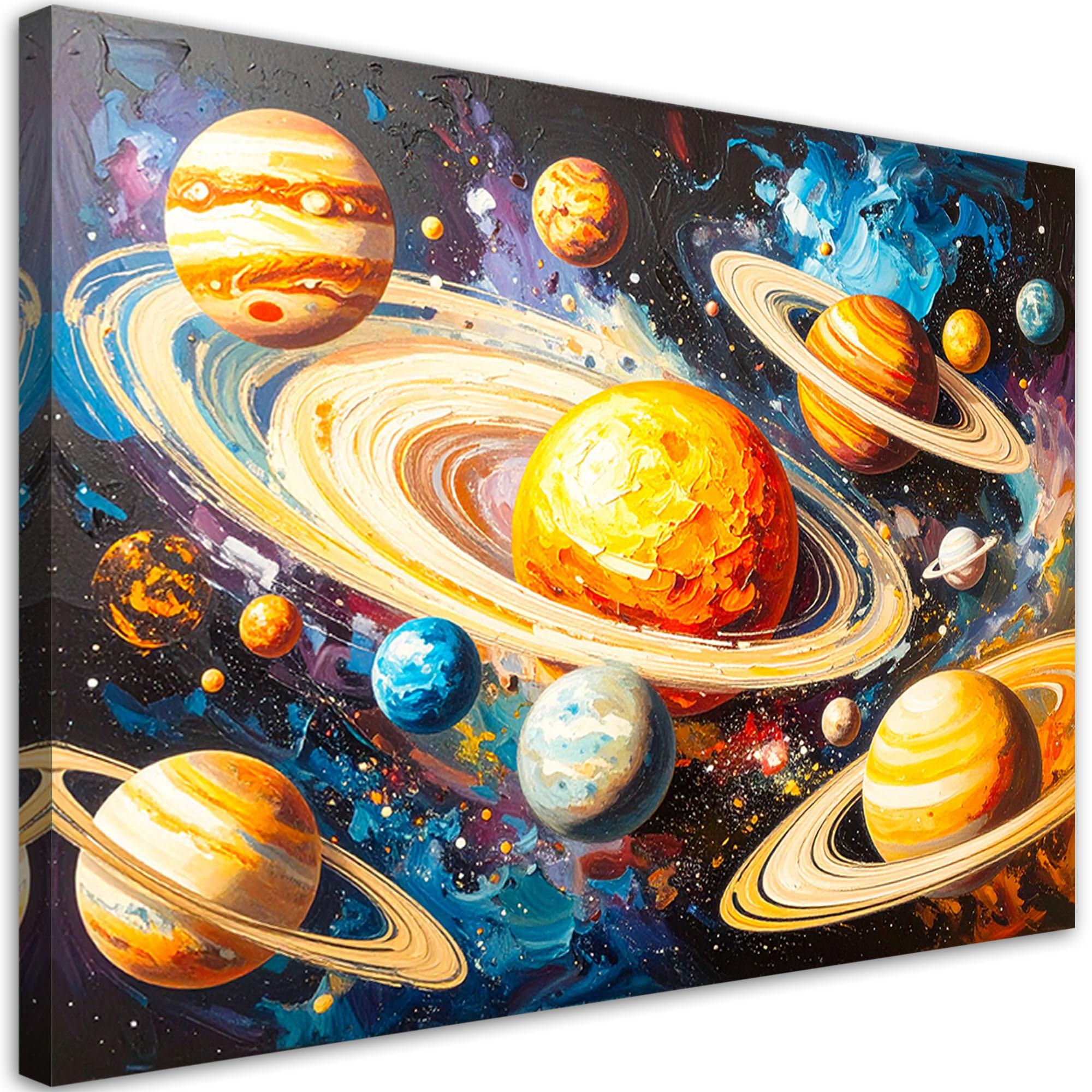 LEINWANDBILD Kosmos Planeten Abstrakt 90x60cm - Multicolor, Textil (90/60cm) - Feeby