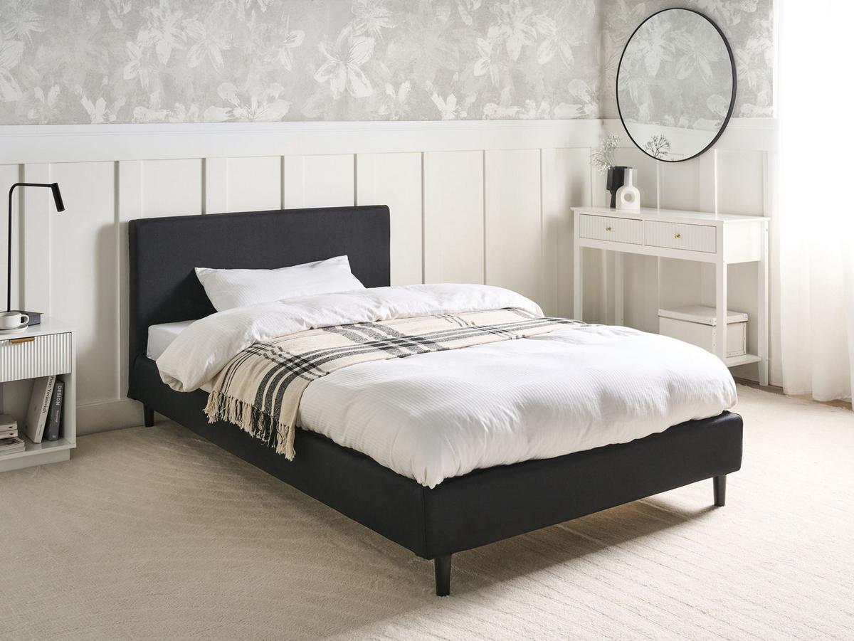 BETT mit Lattenrost 120/200 cm Stoff Schwarz Fitou - Schwarz, Textil (120/200cm) - Beliani