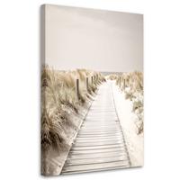 LEINWANDBILD Steg zum Strand Dünen Natur 70x100cm - Beige, Textil (70/100cm) - Feeby