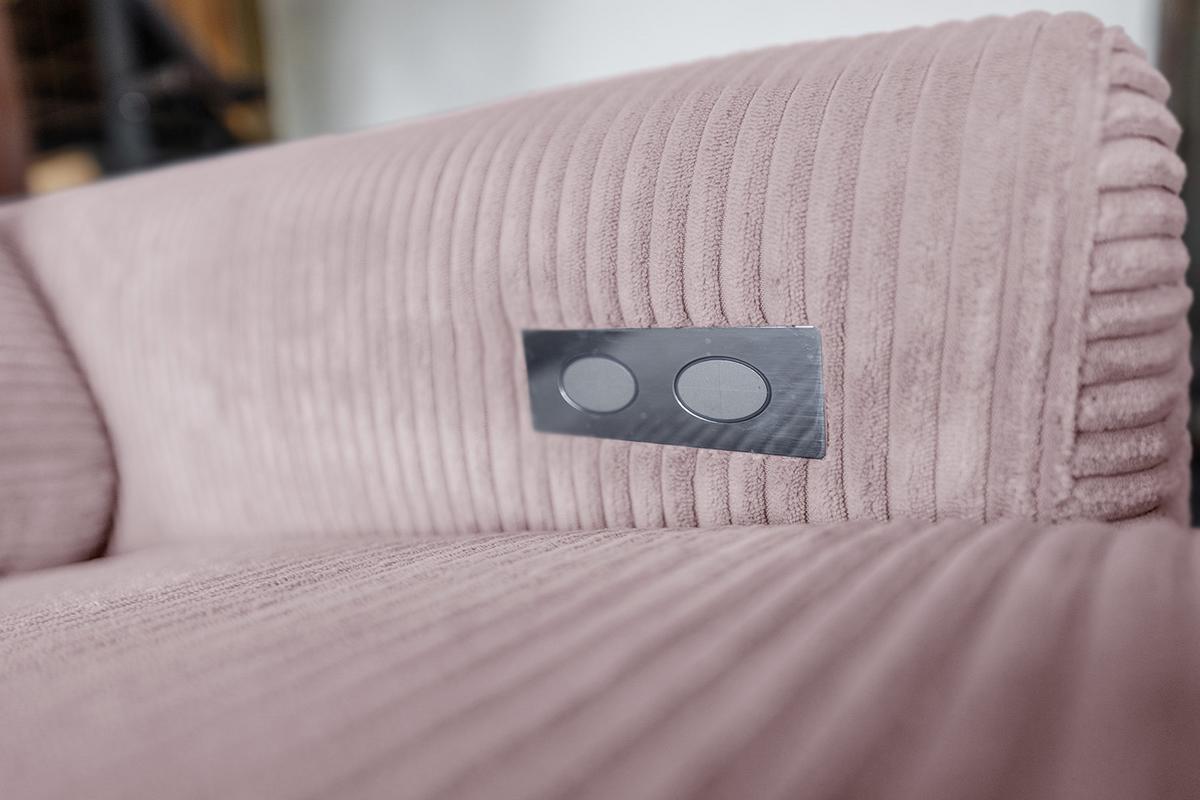 ECKSOFA LAISKA Pink Cord - Schwarz/Rosa, Textil/Metall (282/177cm) - KAWOLA