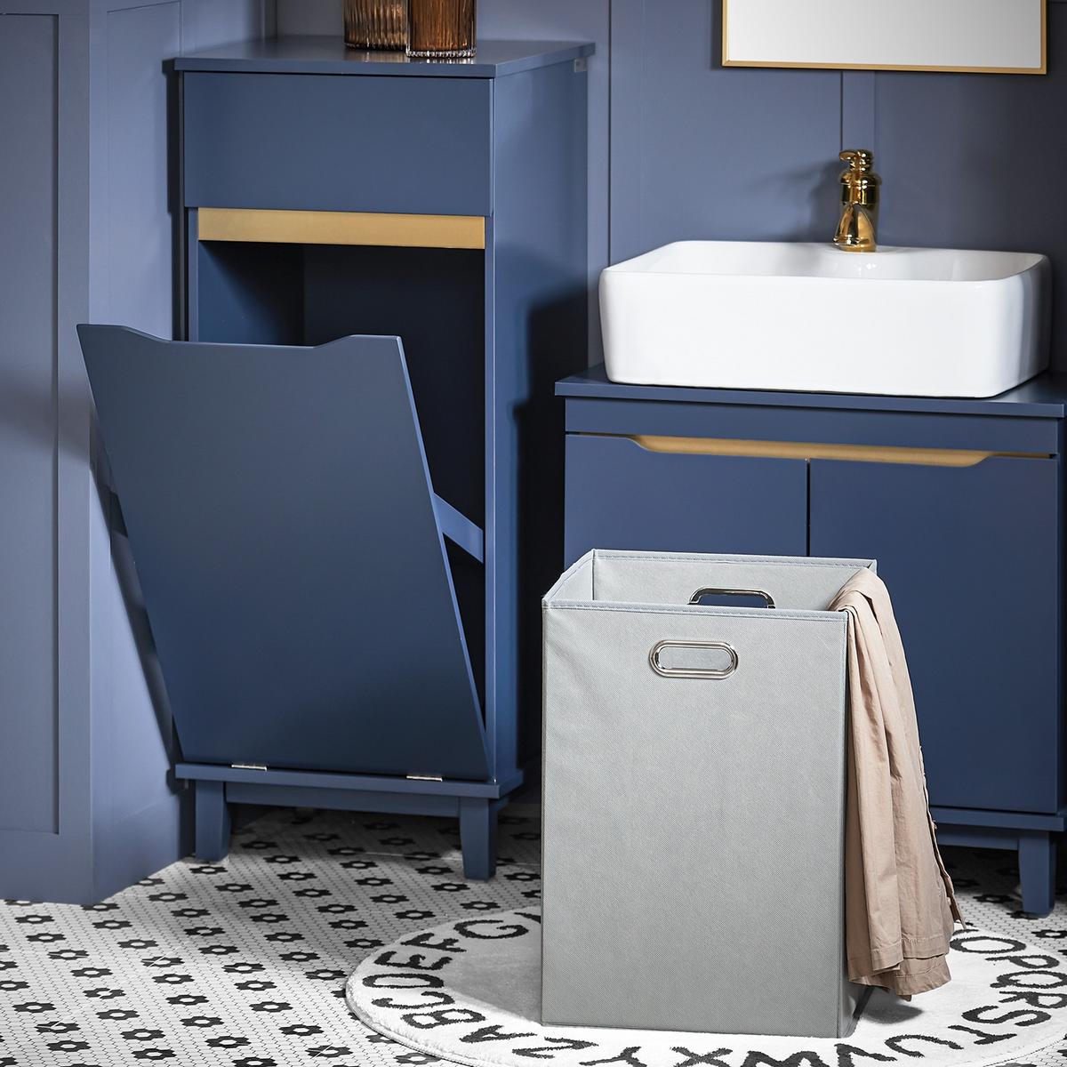 WÄSCHESCHRANK mit Wäschesack Blau - Blau, Holz/Holzwerkstoff (40/96/40cm) - SoBuy