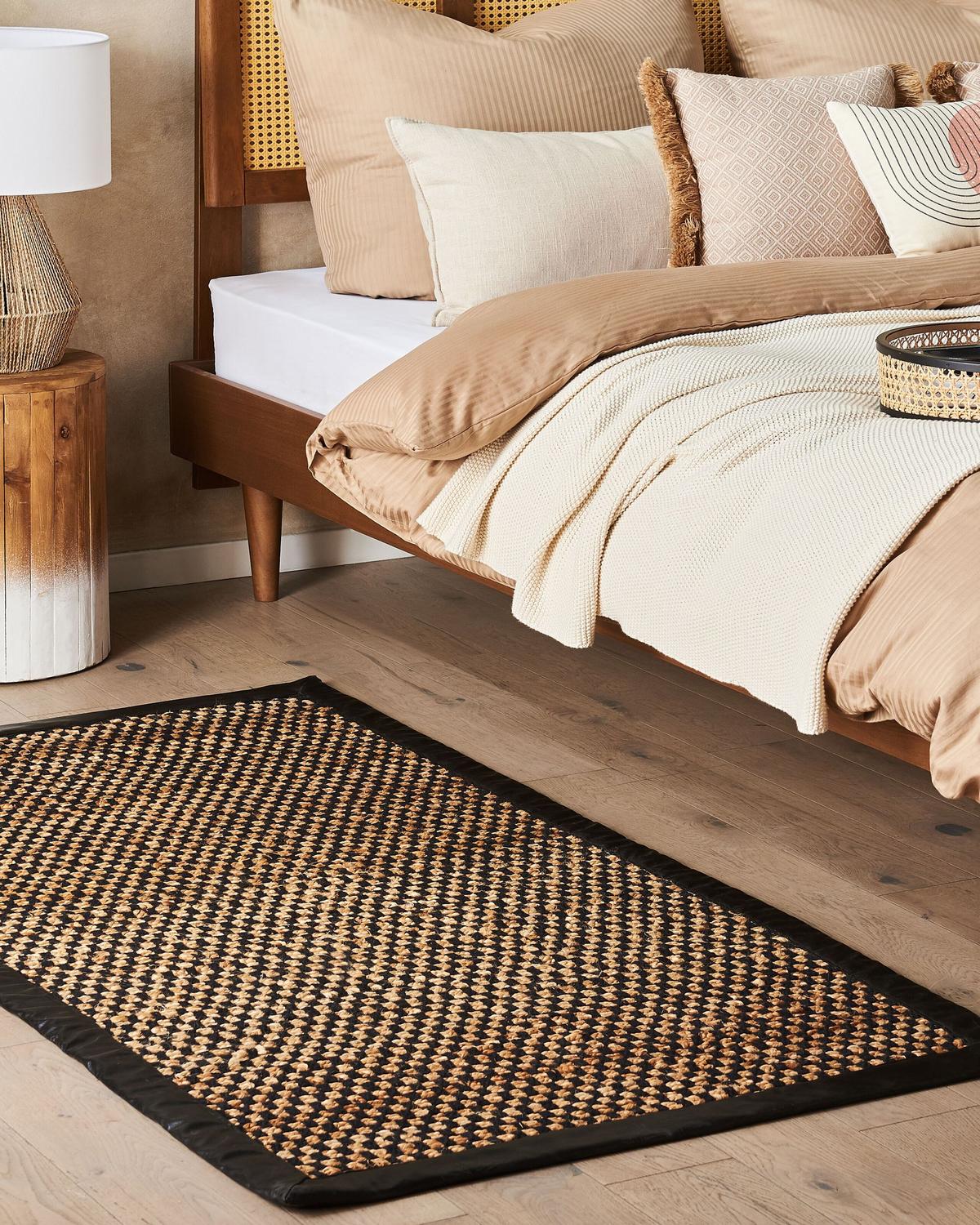 KURZFLOR-TEPPICH Schwarz 80/150 cm Gerce - Beige/Schwarz, Naturmaterialien (80/150cm) - Beliani