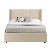 POLSTERBETT Savona mit Matratze 140 x 200 cm beige - Beige, Holzwerkstoff (140/200cm) - Juskys