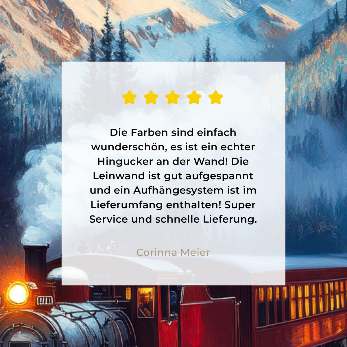 LEINWANDBILD Zug - Weihnachten - Schnee - Weihnachtszug Deko Groß 90x140 cm - Anthrazit, Textil (90/140cm) - MuchoWow