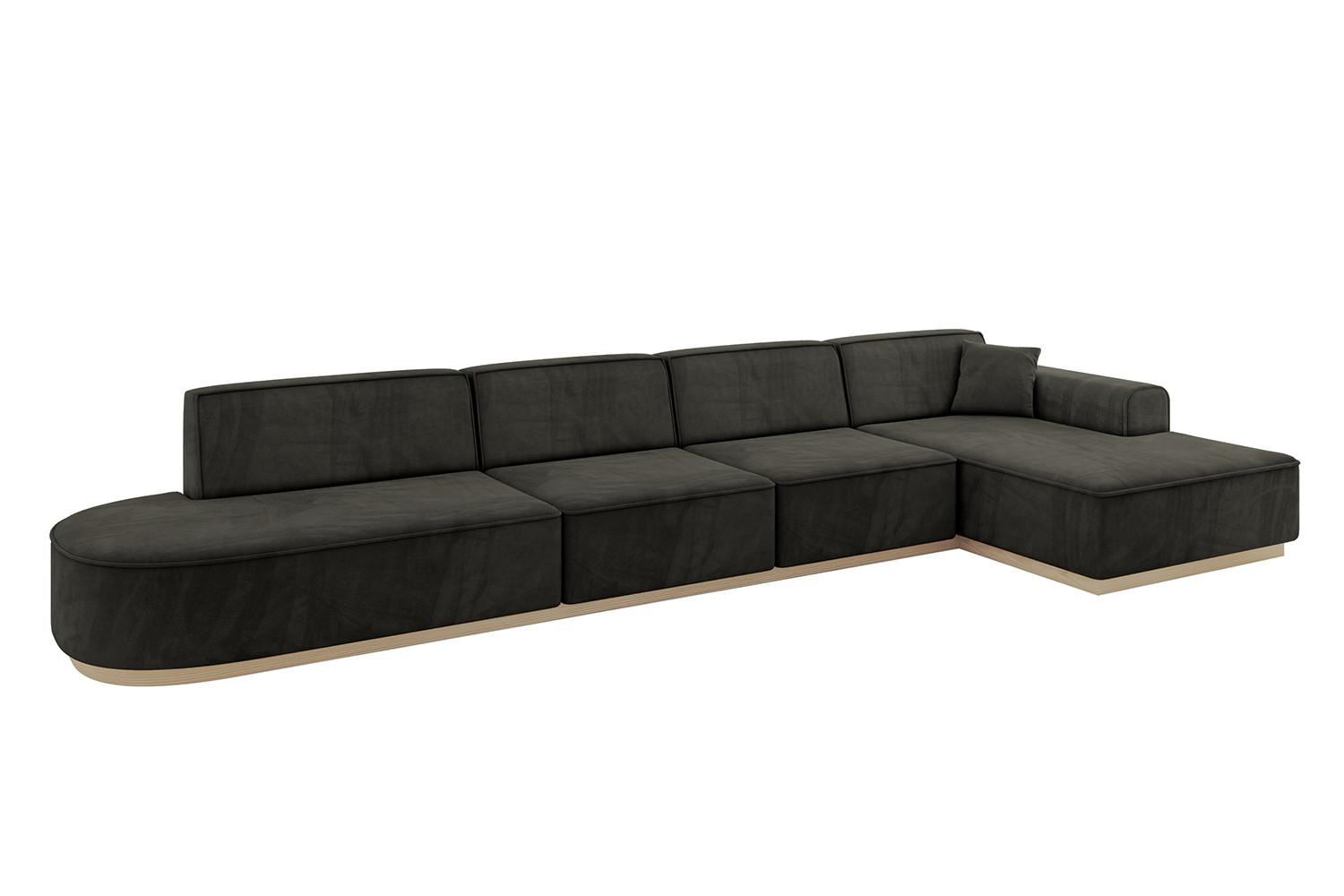 ECKSOFA Ottomane Rechts IREA-L3 - 412x165x80 cm Schwarz - Schwarz, Holzwerkstoff/Textil (412/165cm) - ALTDECOR