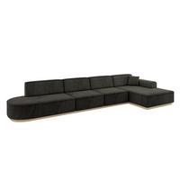 ECKSOFA Ottomane Rechts IREA-L3 - 412x165x80 cm Schwarz - Schwarz, Holzwerkstoff/Textil (412/165cm) - ALTDECOR