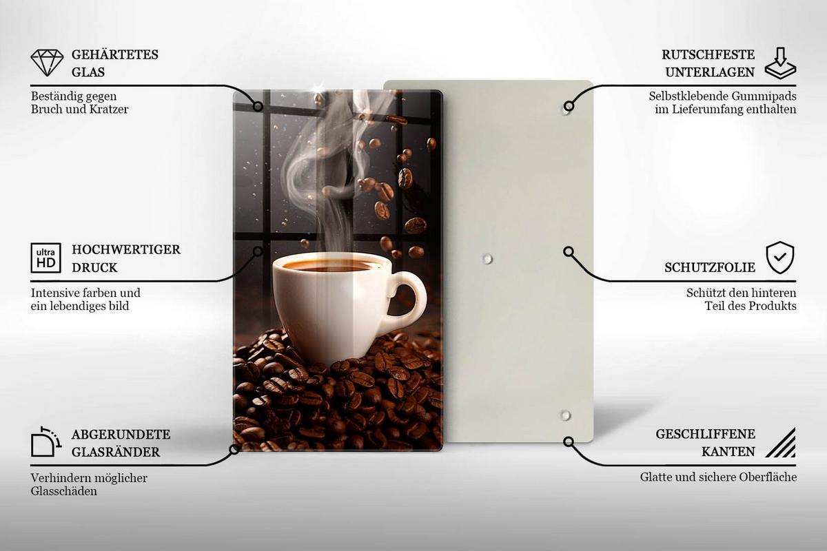 GLASPLATTE 30x52 cm Heiße Tasse Kaffee - Multicolor, Glas (30/52cm) - Wallfluent