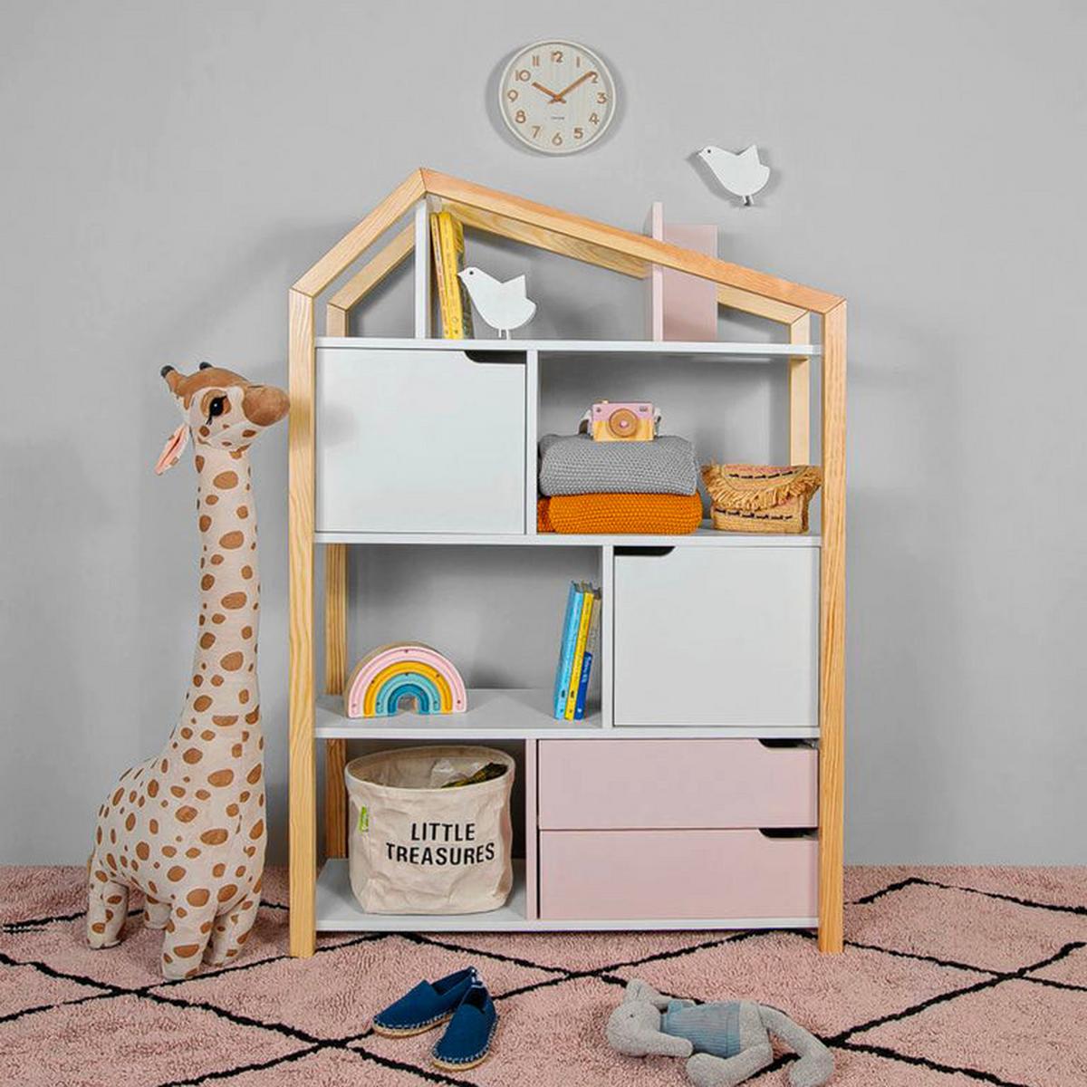 BÜCHERREGAL Rosa und weiß - Weiß, Holzwerkstoff (89/130/31cm) - Petits-meubles