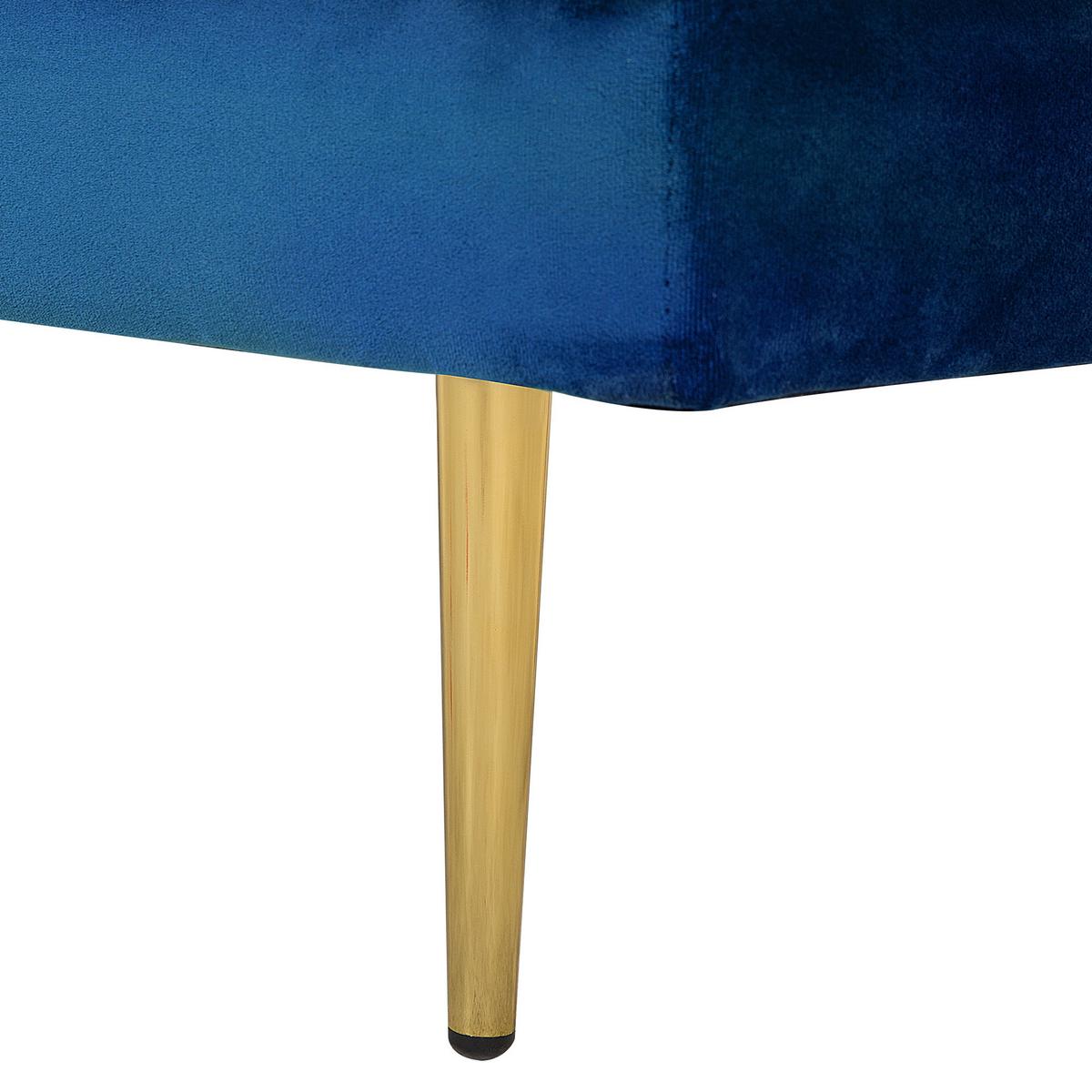 CHAISELONGUE Samtstoff marineblau rechtsseitig Miramas - Blau/Goldfarben, Textil (171/63/79cm) - Beliani
