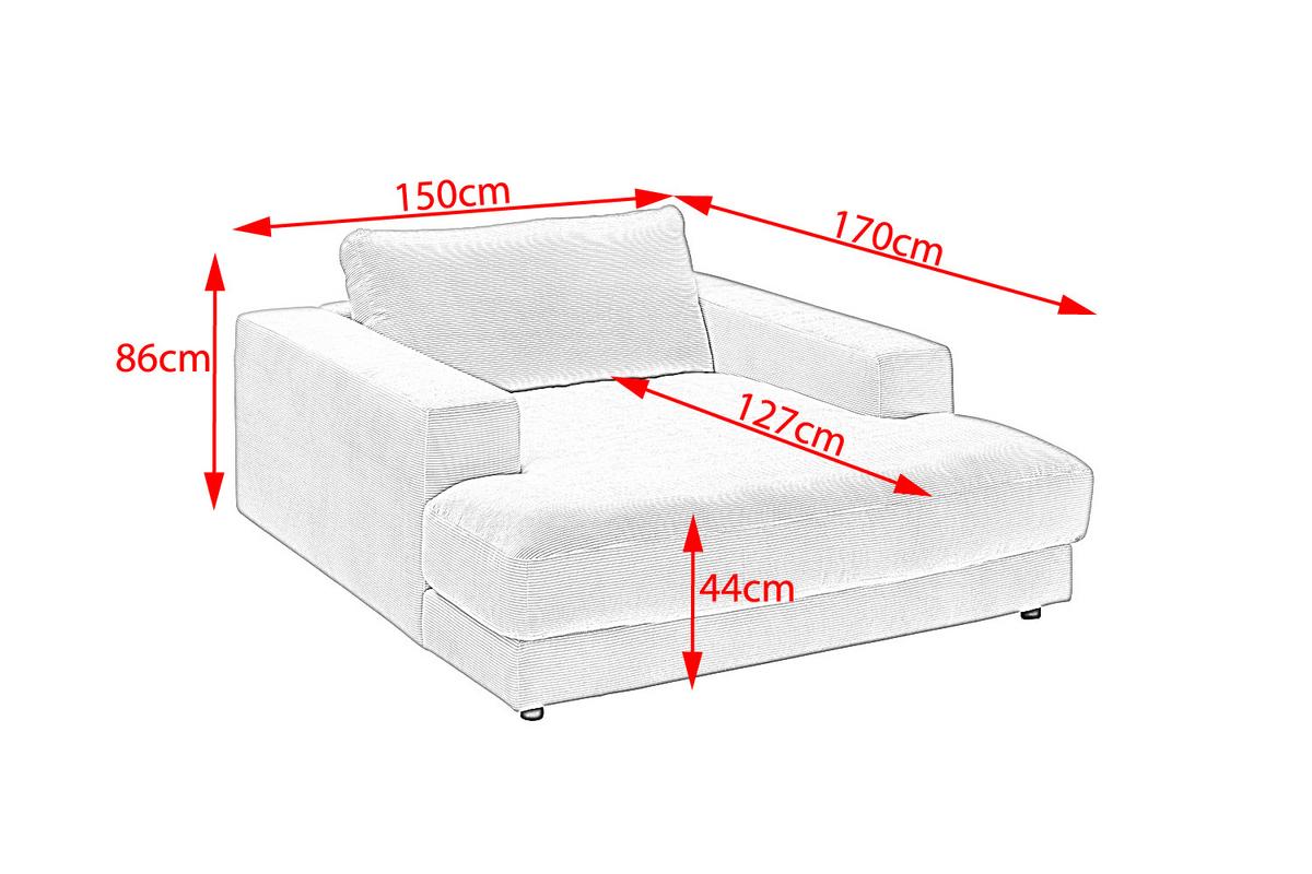 LONGSEAT MADELINE Anthrazit Cord - Anthrazit/Schwarz, Kunststoff/Textil (150/86/170cm) - KAWOLA