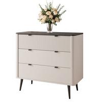 KOMMODE NAVANI 90 cm, 3 Schublade(n) Kaschmir / Grau - Schwarz/Grau, Holzwerkstoff/Metall (90/82/40cm) - Idohome