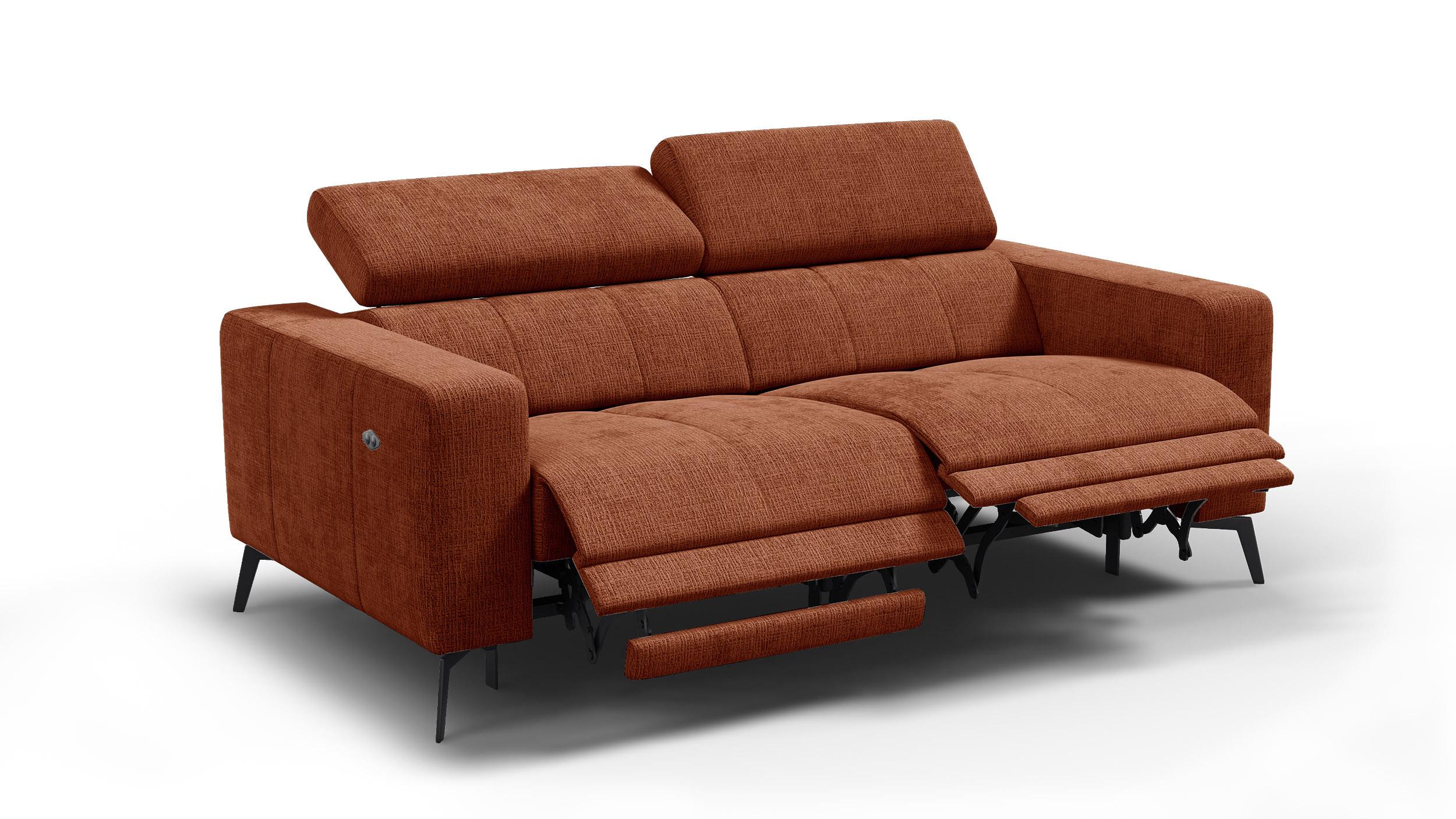 RELAXSOFA MORELLO 3-Sitzer, rostrot, 2 x Relax Zero Gravity - Orange, Holz/Textil (206/82/103cm) - Wozimo