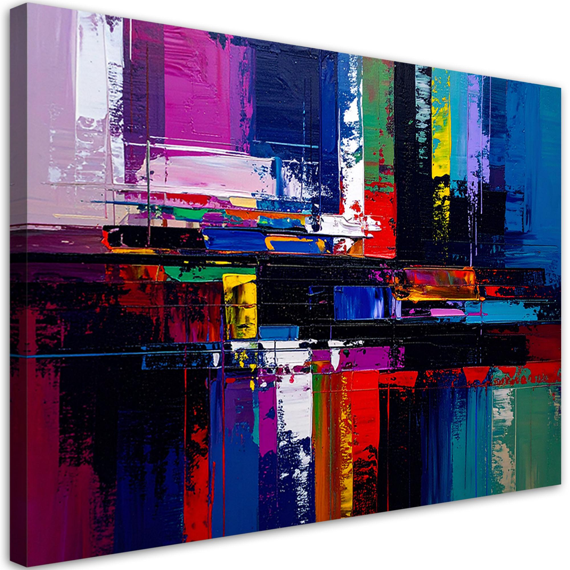 LEINWANDBILD bunte Abstrakt Imitation von Farbe 90x60cm - Multicolor, Textil (90/60cm) - Feeby