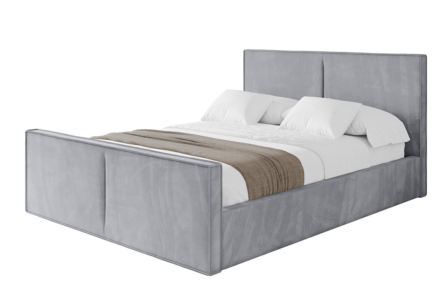 POLSTERBETT mit Bettkasten, Fußteil und Lattenrost, Boxbett mit Matratze H3/H4 - VANTO-Z 180x200 Hellgrau - Hellgrau, Holzwerkstoff/Textil (180/200cm) - ALTDECOR