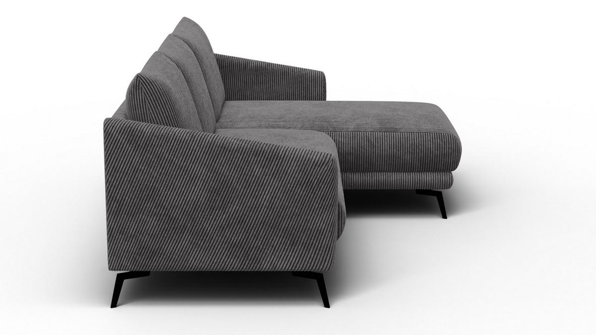ECKSOFA VILT 3-Sitzer, dunkelgrau - Dunkelgrau/Schwarz, Holzwerkstoff/Textil (221/156cm) - Wozimo