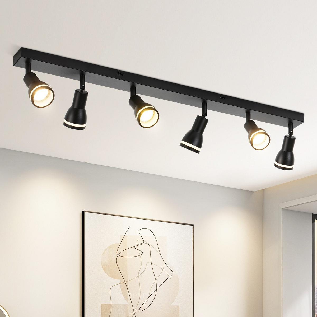DECKENSTRAHLER Lesage 6-flammig 83/5/15.7cm - Schwarz, Metall (83/5/15.7cm) - Nettlife