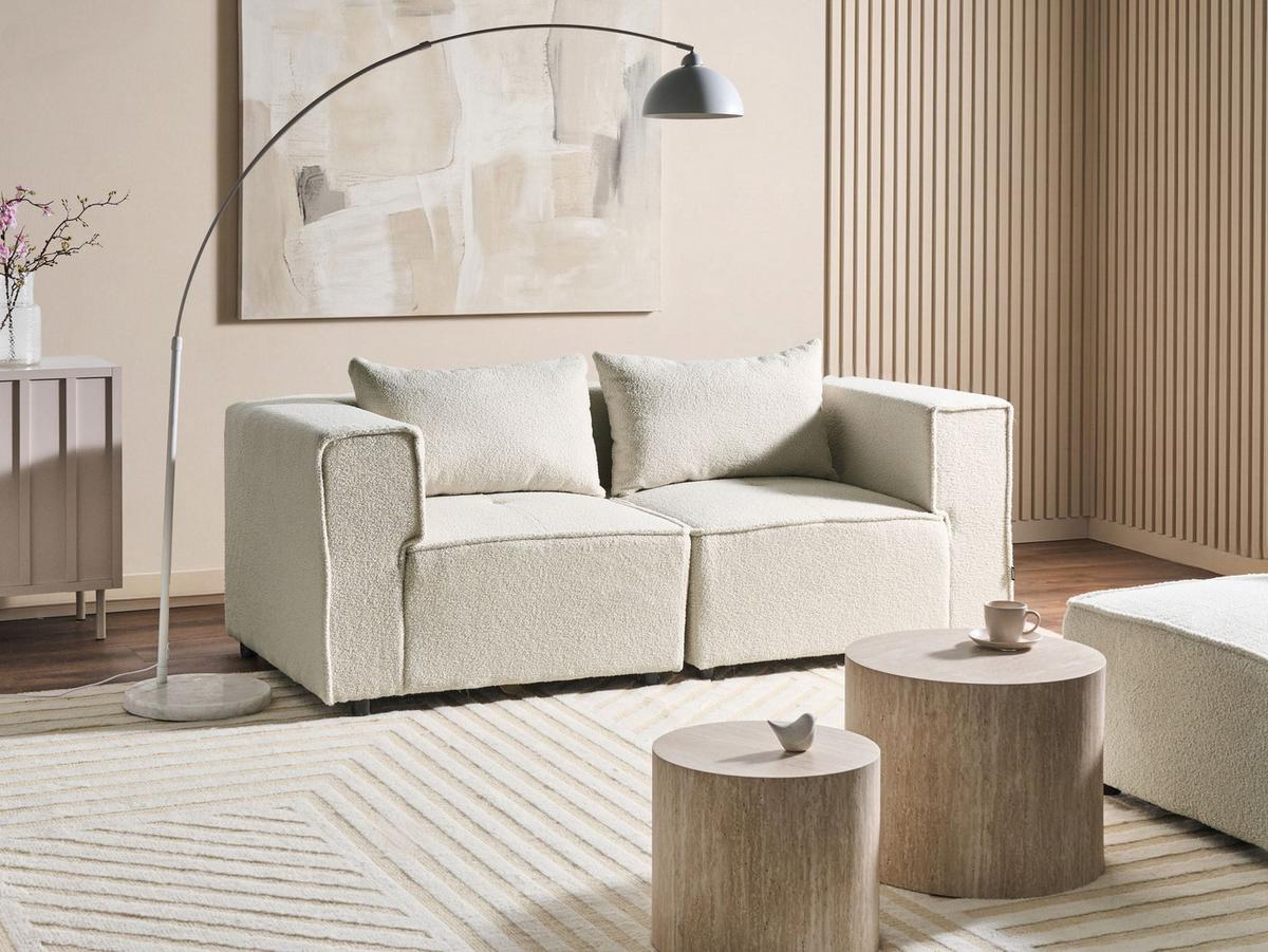 MODULSOFA 2-Sitzer Cremeweiß Bouclé Axebo - Creme/Weiß, Textil (188/93/94cm) - Beliani
