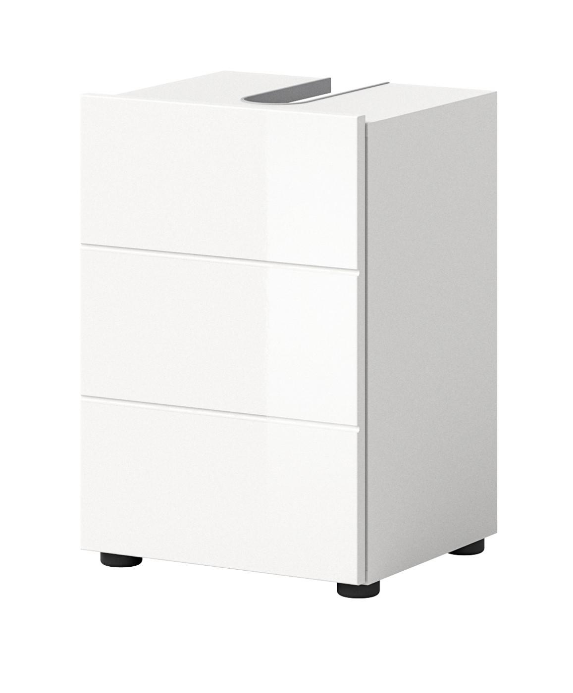 WASCHBECKENUNTERSCHRANK Weiß Hochglanz 38 cm, Bad Unterschrank 1-türig - Weiß Hochglanz/Schwarz, Holzwerkstoff/Kunststoff (38/56/34cm) - Inn.Furn