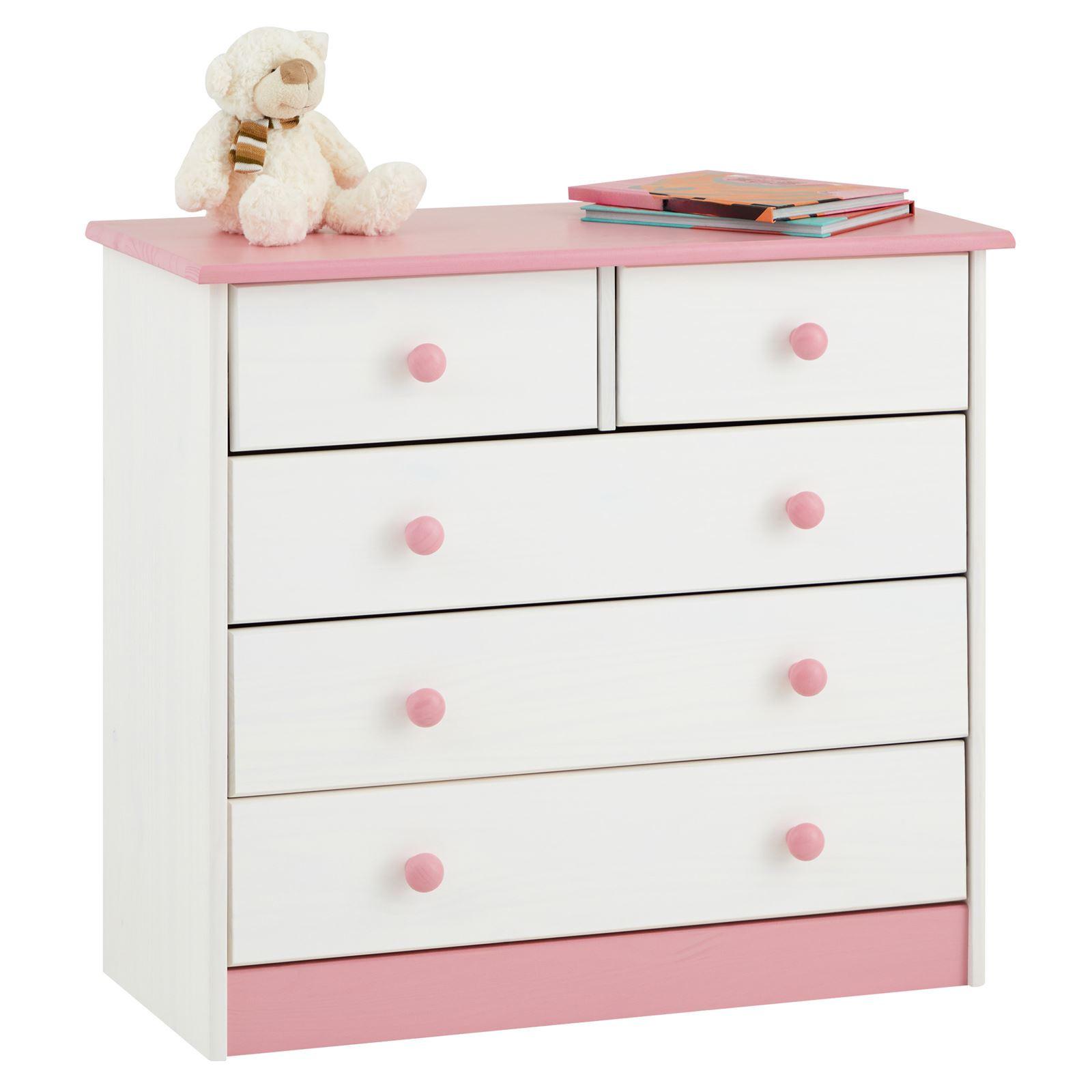 KOMMODE RONDO weiß/rosa - Weiß/Rosa, Holz (79/74/35cm) - IDIMEX