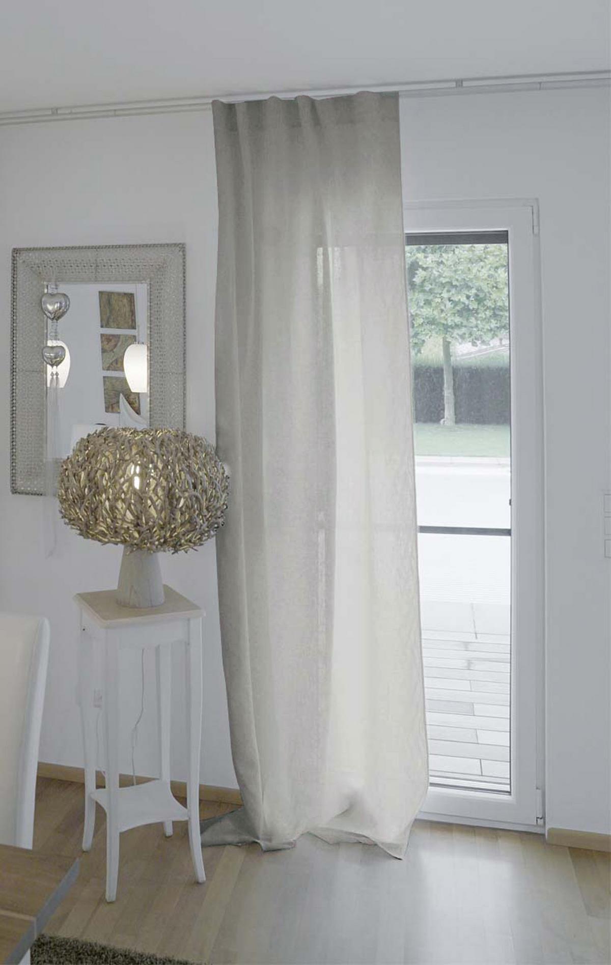SCHLAUFENVORHANG reines Leinen mit verdeckten Schlaufen stein-grau 135/245 cm - Grau, Naturmaterialien (135/255cm) - beties Heimtextil