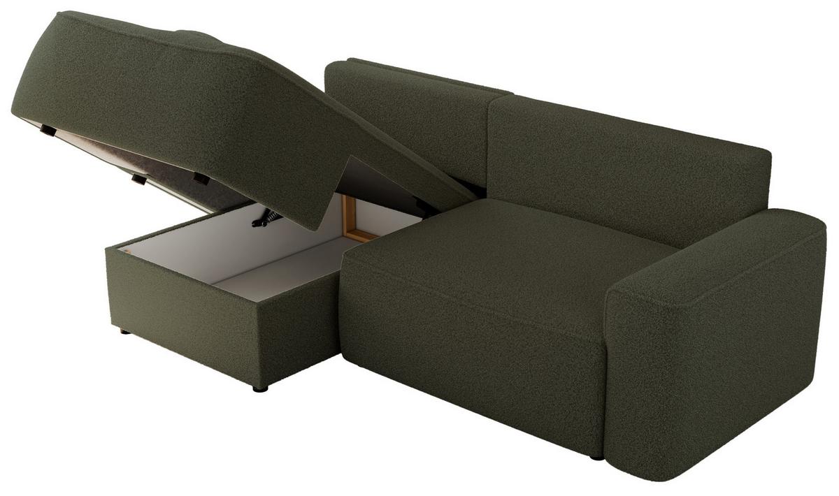 ECKSOFA BELLUNO L Grün Boucle - Links - Schwarz/Grün, Textil (144/233cm) - MKS