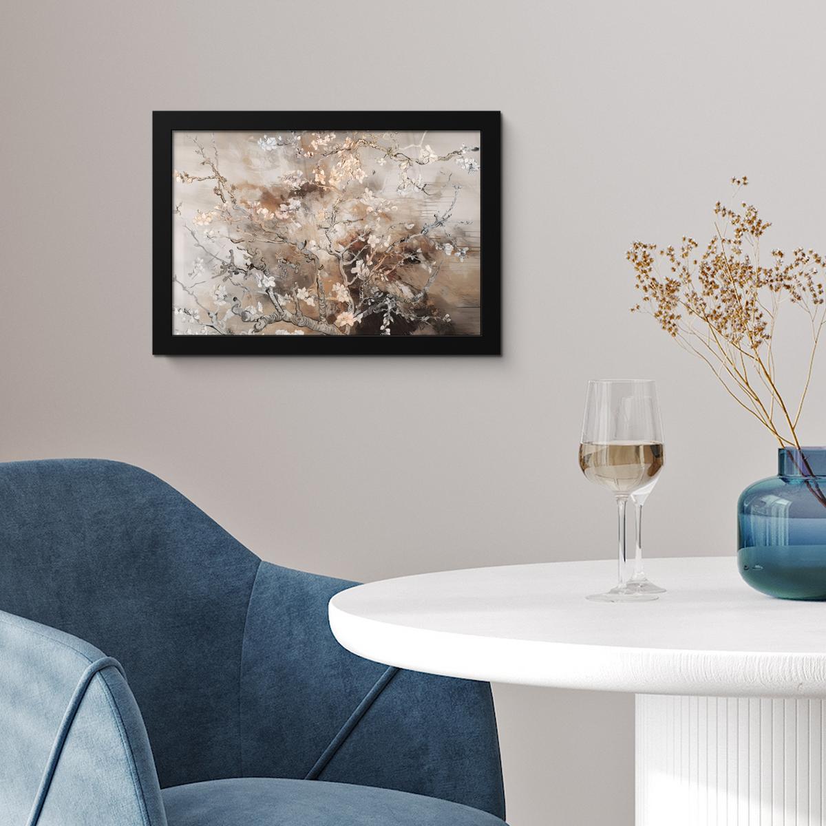 POSTER MIT RAHMENGERAHMTES BILD Mandelblüte - Kunst - Van Gogh - Beige - Abstrakt 30x20 cm - Braun, Papier (30/20cm) - MuchoWow
